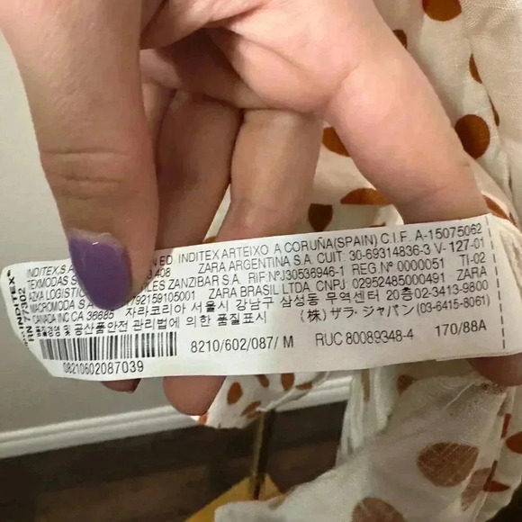 Zara Women's White Brown Fit and Flare Mini Dress Medium Polka Dot Tie  Back - Picture 4 of 6